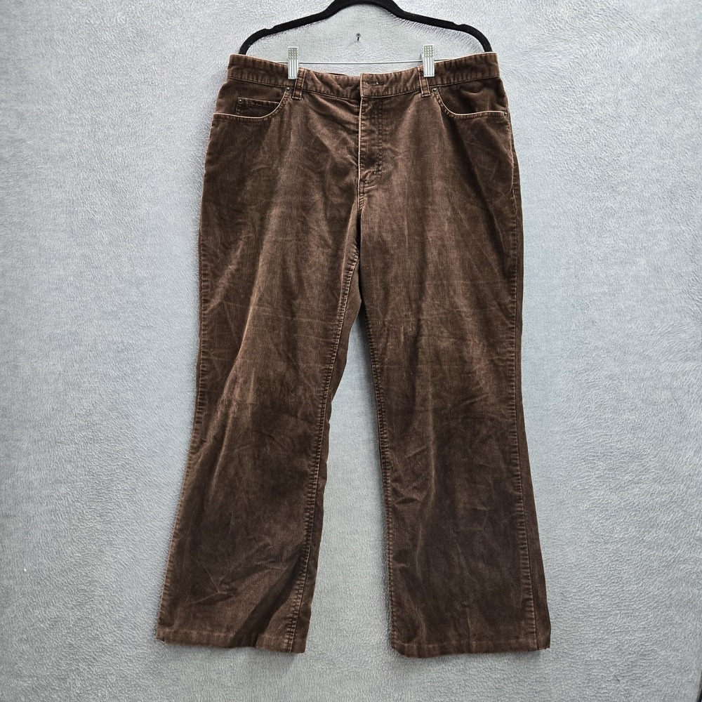 VINTAGE Eddie Bauer Women Pants 14 Brown Bootcut Corduroy 25" Y2K READ